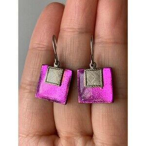 Handmade pink dichroic glass Earrings